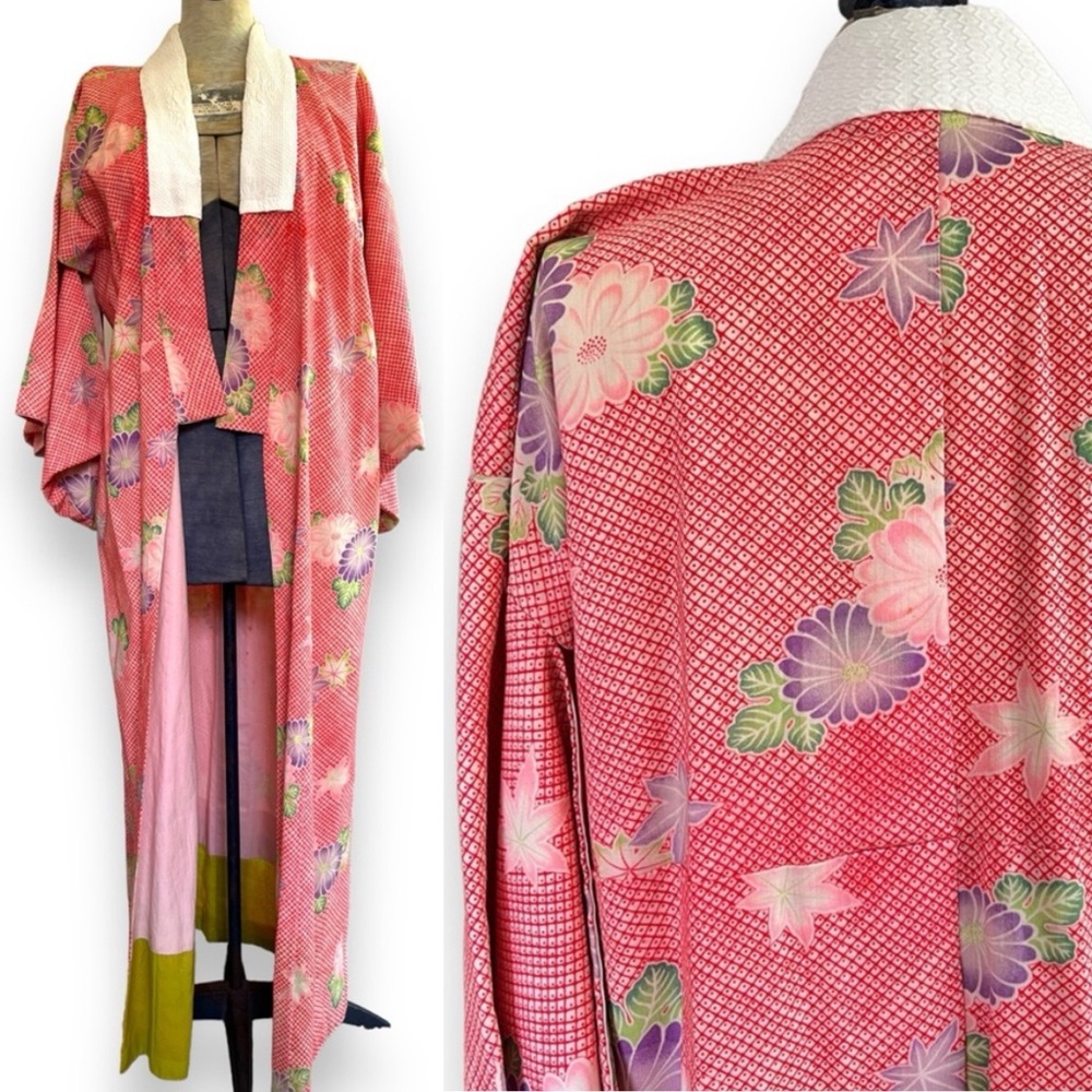 Vintage 80s Japanese Floral Haori Kimono